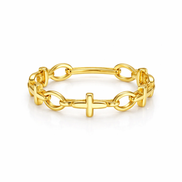 Gold chain bracelet on a white background