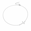 Silver necklace with a cross pendant on a white background